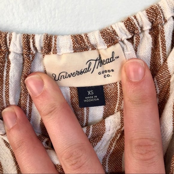 Striped Tan Jumpsuit - Picture 4 of 6